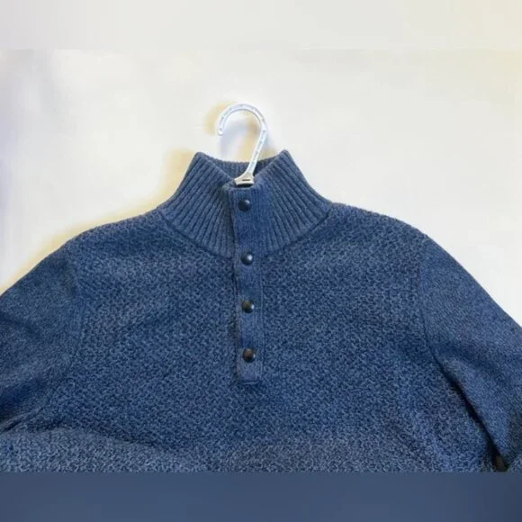BANANA REPUBLIC ITALIAN YARN MERINO WOOL Blend Mock Neck 1/4 Snap Pullover LARGE - Picture 5 of 8